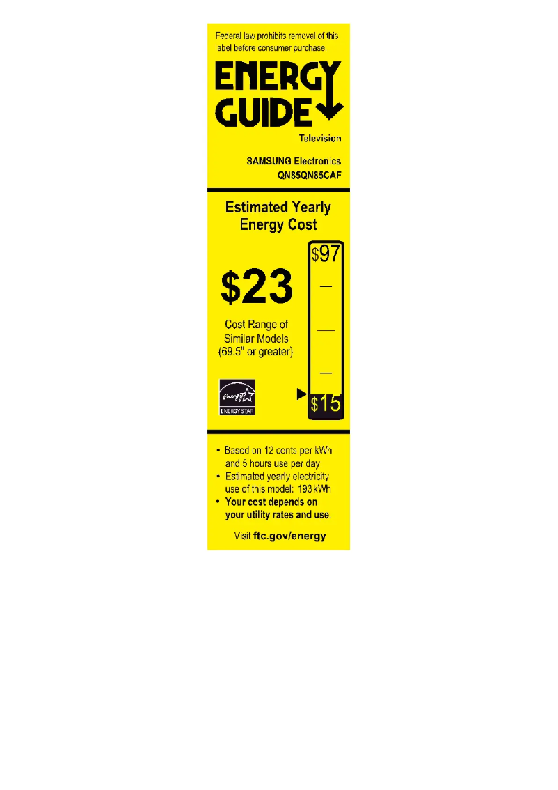 Page 1 of the manual Energy Label Samsung QN85QN85CAF