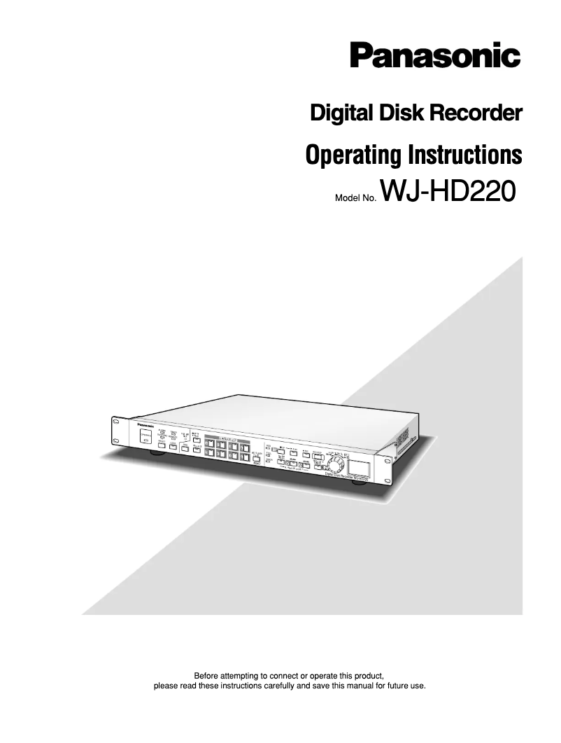 First page image of the manual for WJ-HD220
