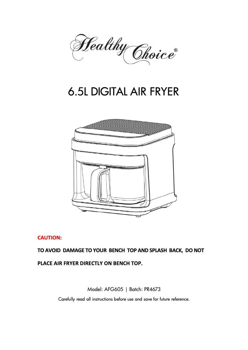 Page 1 of the manual User Manual Healthy Choice AFG605