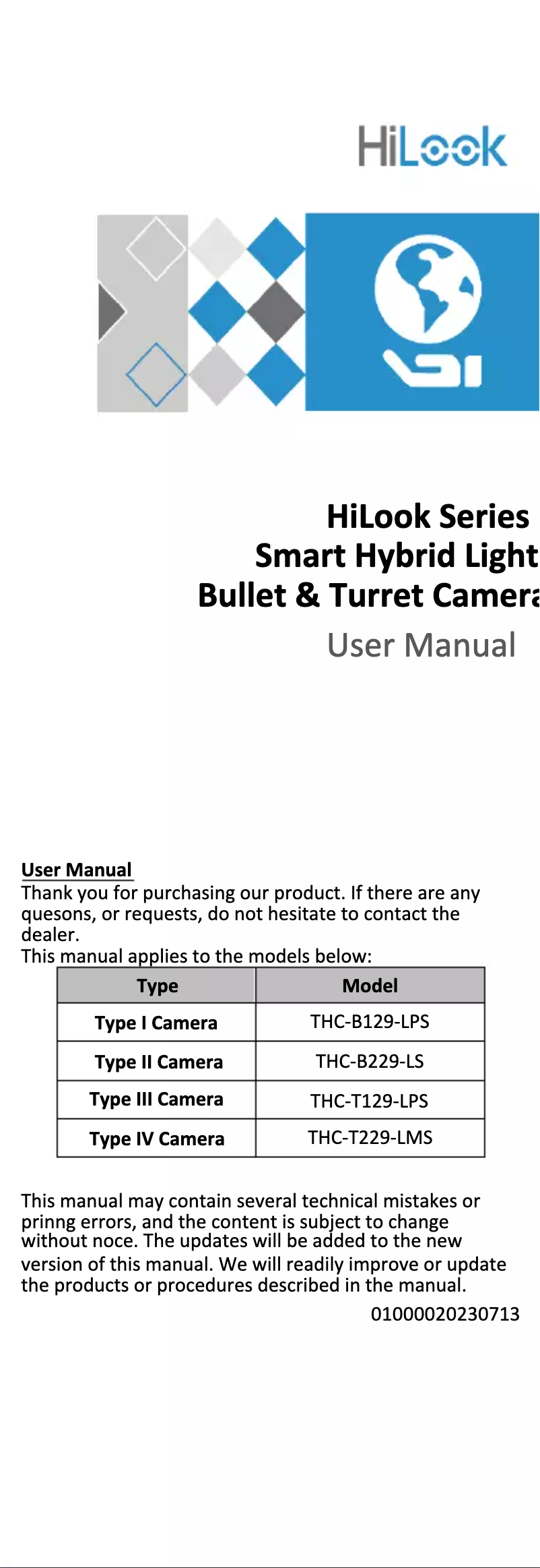 First page image of the manual for THC-B229-LS