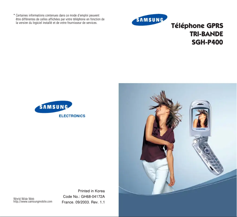 Page 1 of the manual User Manual Samsung SGH-P400
