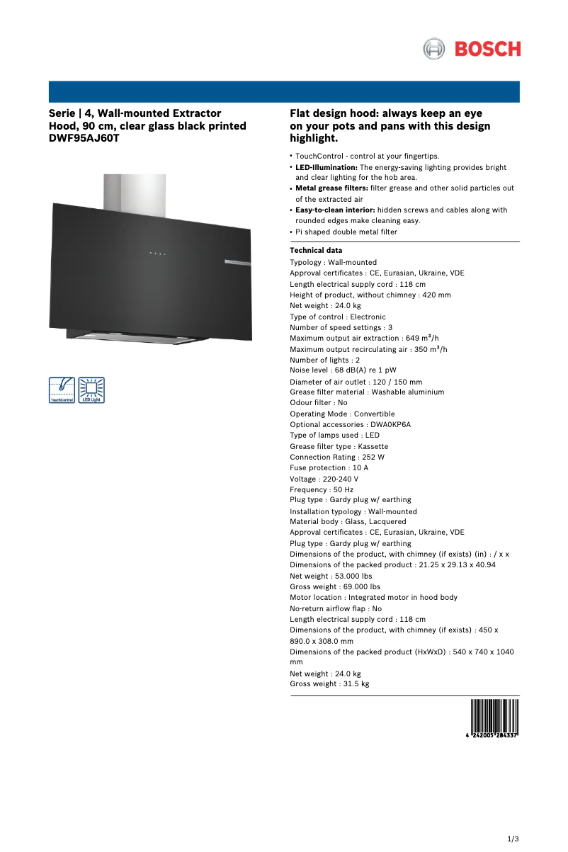First page image of the manual for DWF95AJ60T