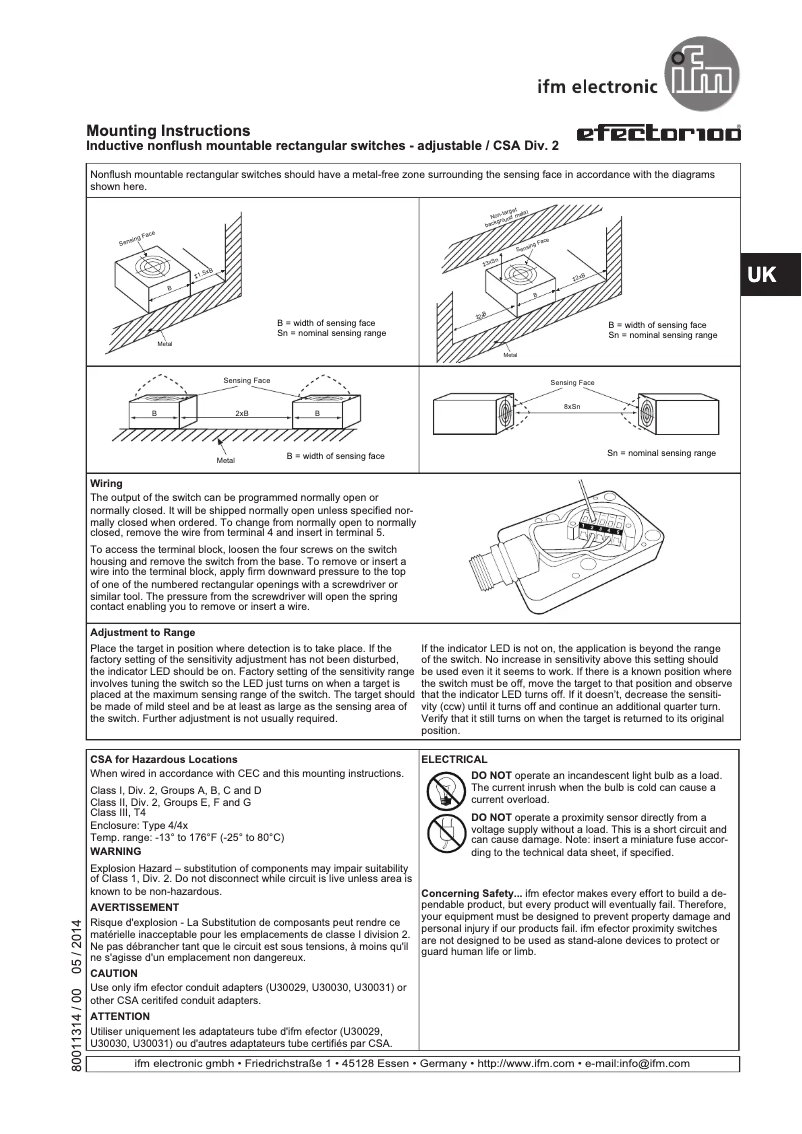 Page 1 of the manual User Manual IFM ID0036