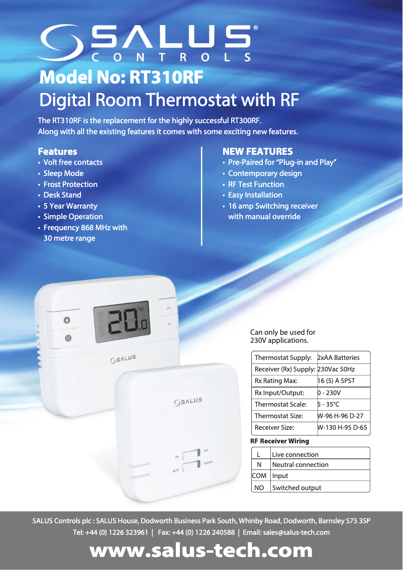 First page image of the manual for RT310RF