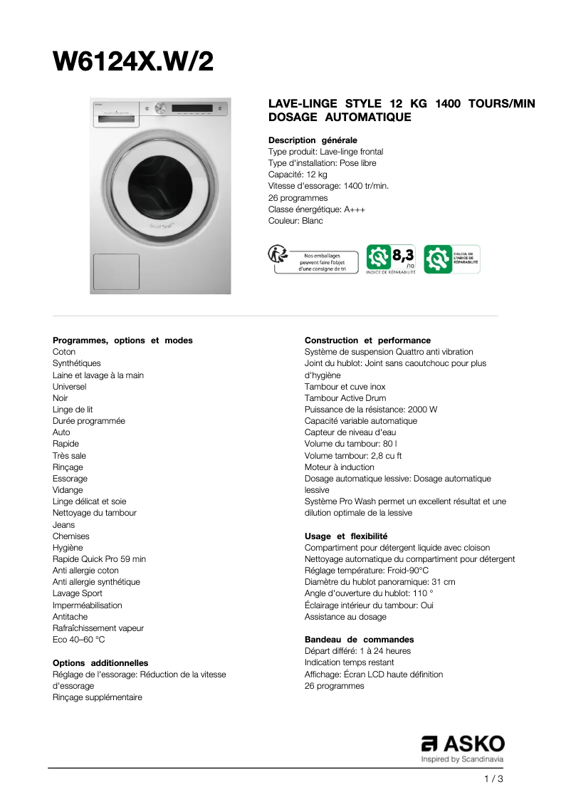 First page image of the manual for W6124XW2
