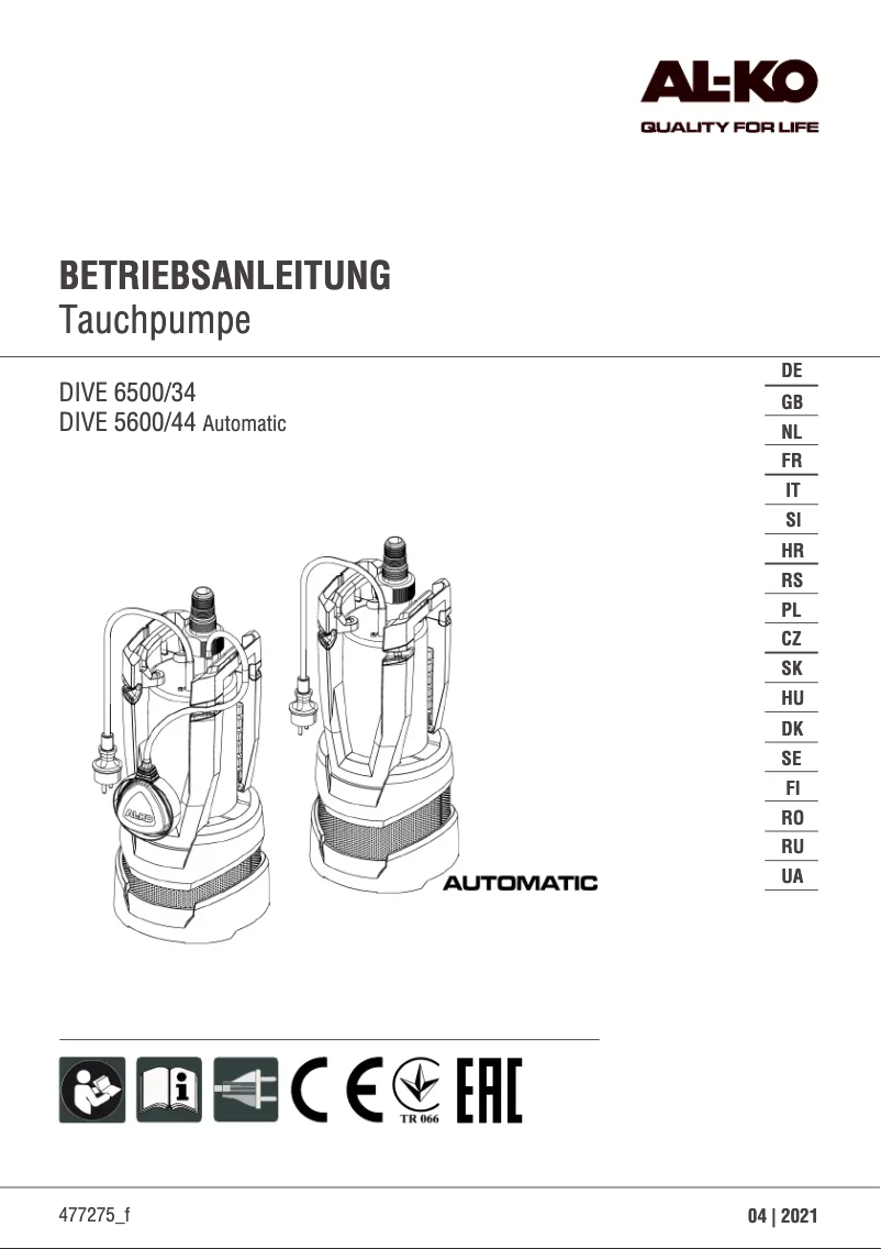 First page image of the manual for Dive 6300/4
