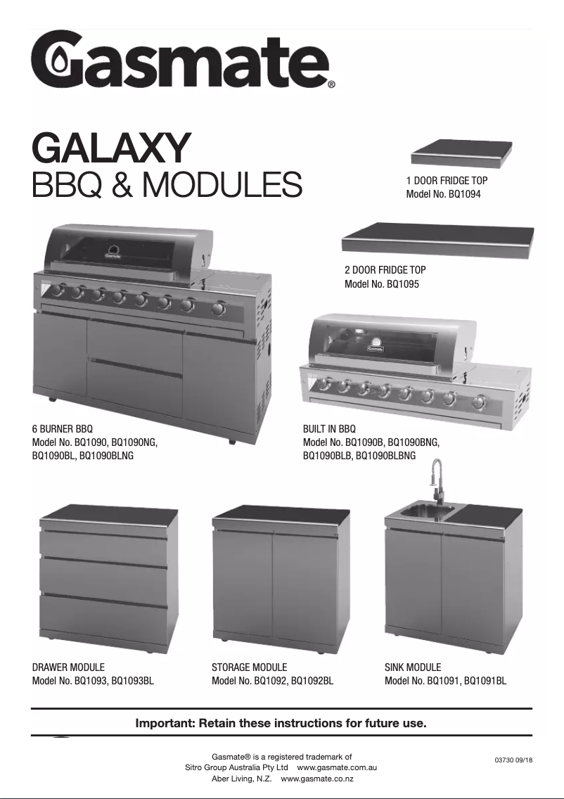 Page 1 of the manual User Manual Gasmate Galaxy BQ1090