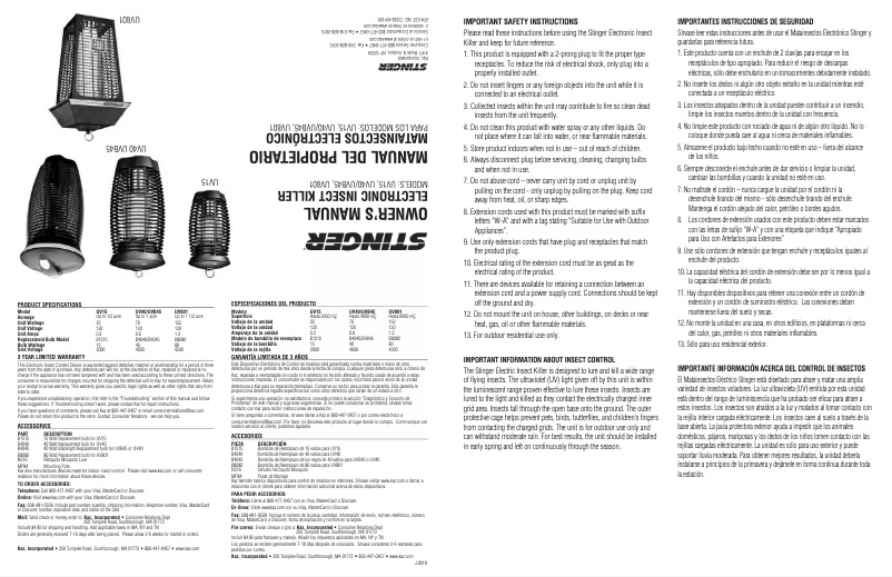 First page image of the manual for UV40N