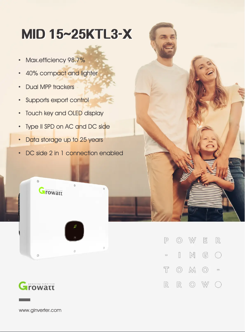 Page 1 of the manual Technical Sheet Growatt MID 17KTL3-X1