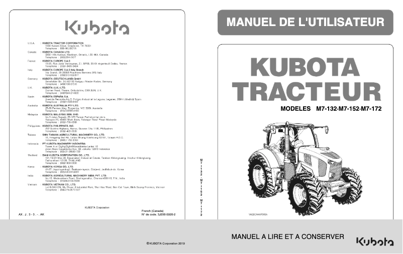Page 1 of the manual User Manual Kubota M7-172