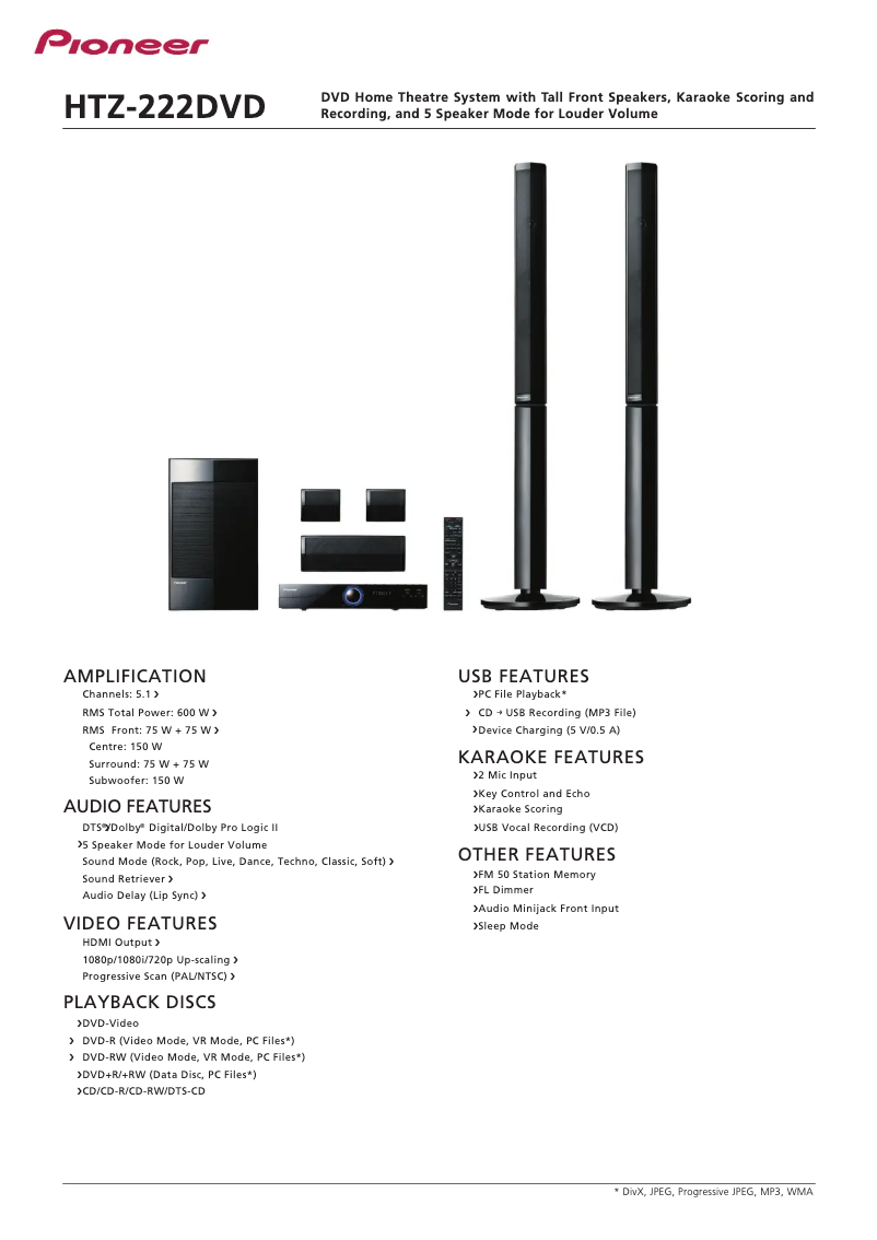Page 1 of the manual User Manual Pioneer HTZ-222DVD