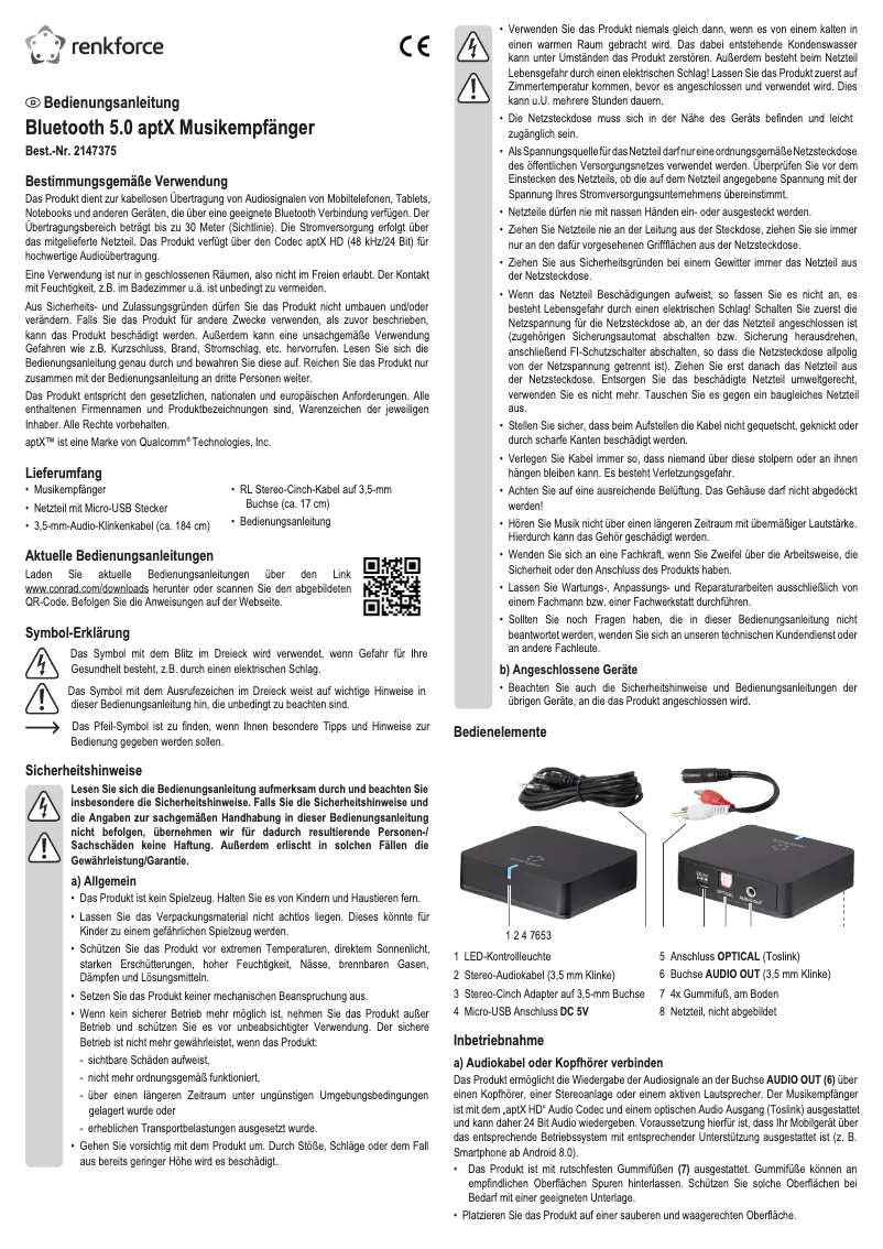 Page 1 of the manual User Manual Renkforce BTR-1500HD