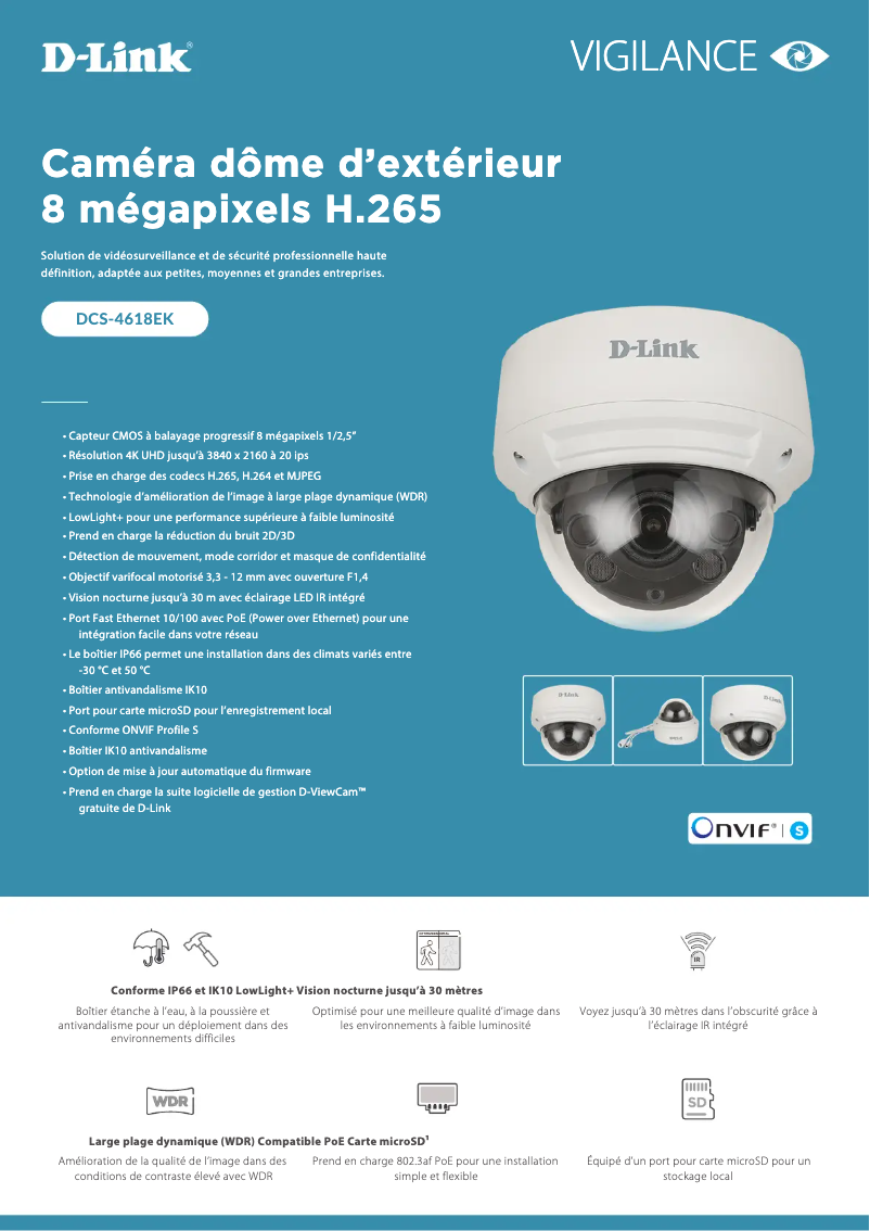 Page 1 of the manual Technical Sheet D-Link DCS-4618EK