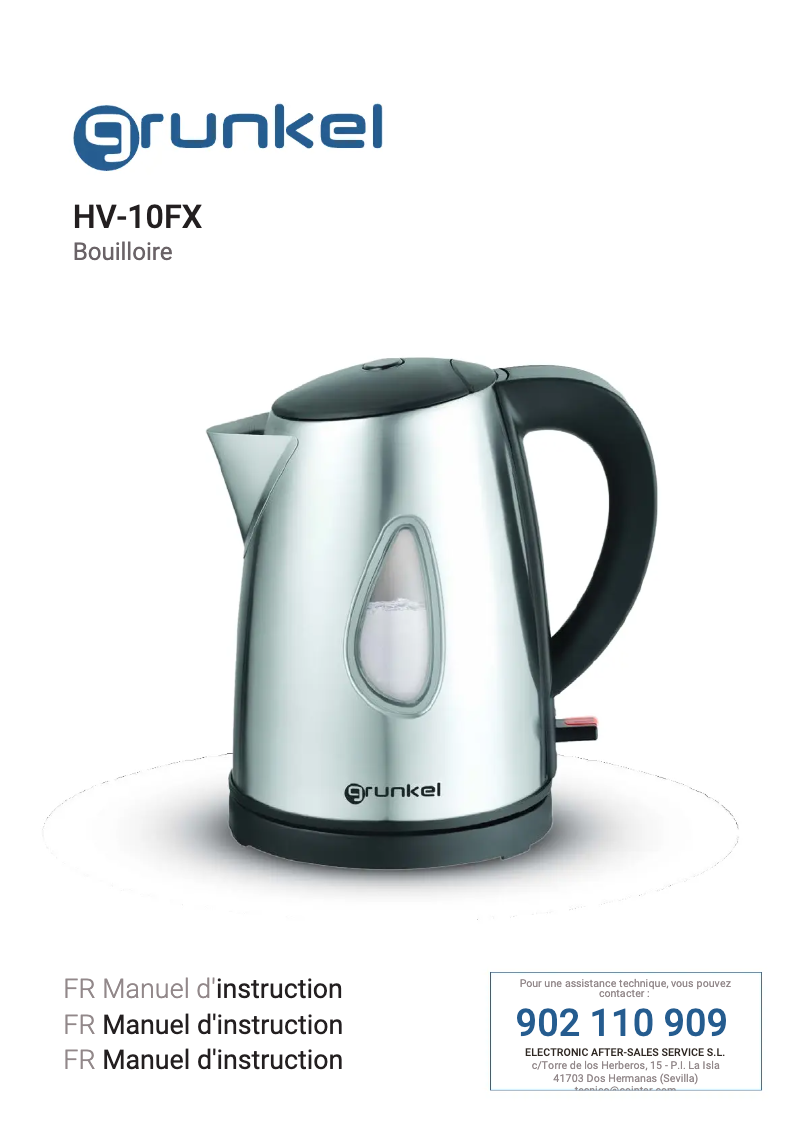 First page image of the manual for HV-10FX