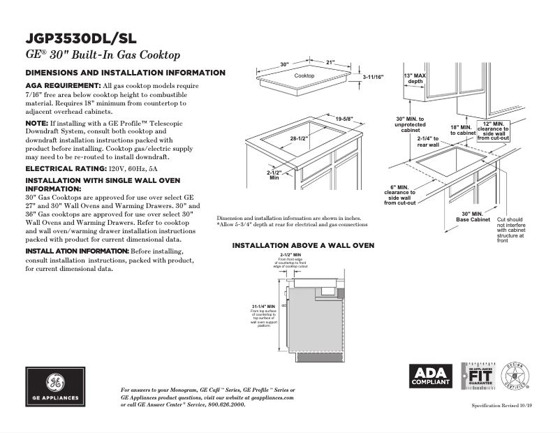 First page image of the manual for JGP3530DLBB