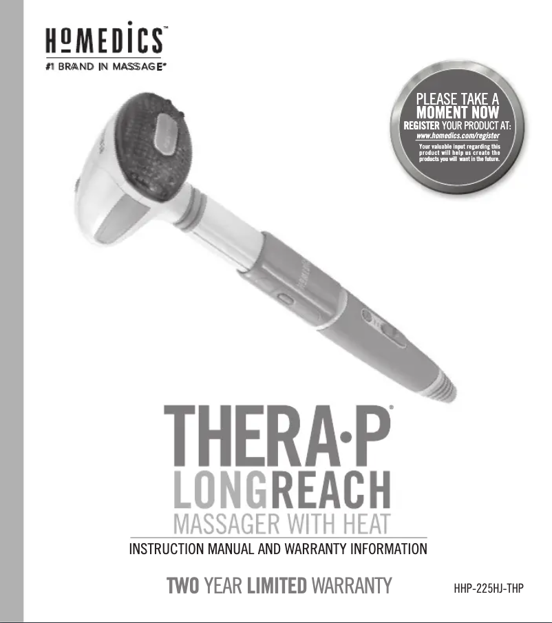 Page 1 of the manual User Manual Homedics Thera P Long Reach HHP-225HJ-THP
