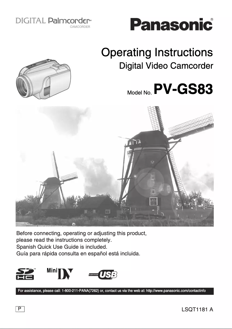 First page image of the manual for PV-GS83