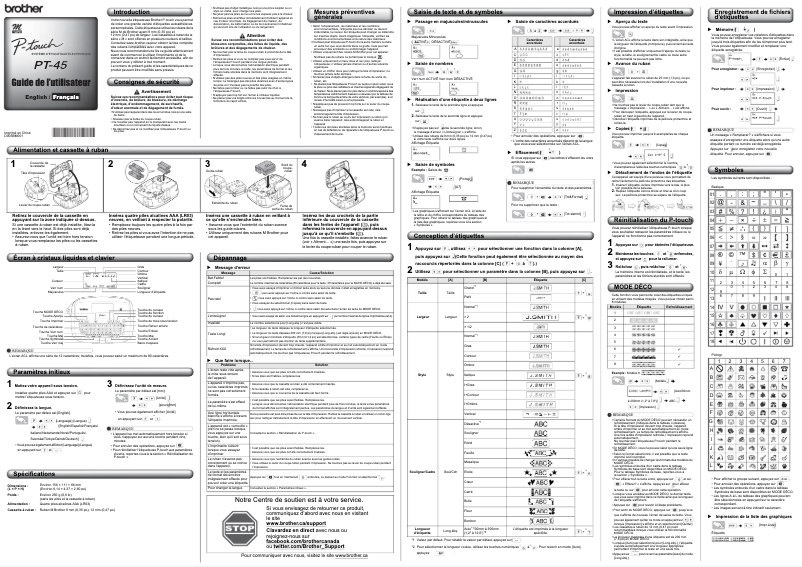 First page image of the manual for P-touch PT-45M