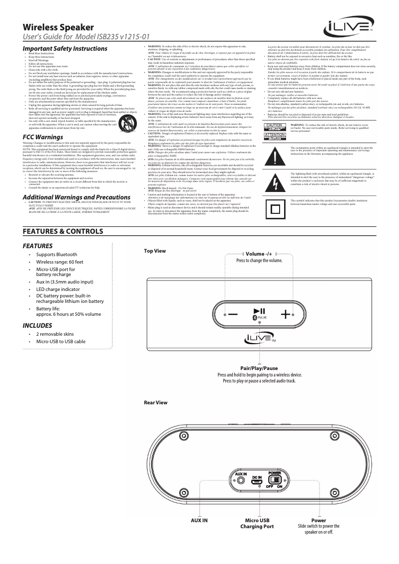 Page 1 of the manual User Manual iLive ISB235