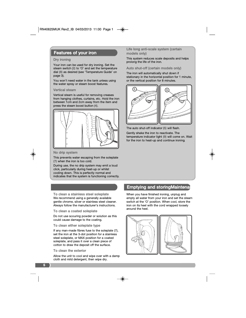 Image de la première page du manuel de l'appareil TurboSteam 300603
