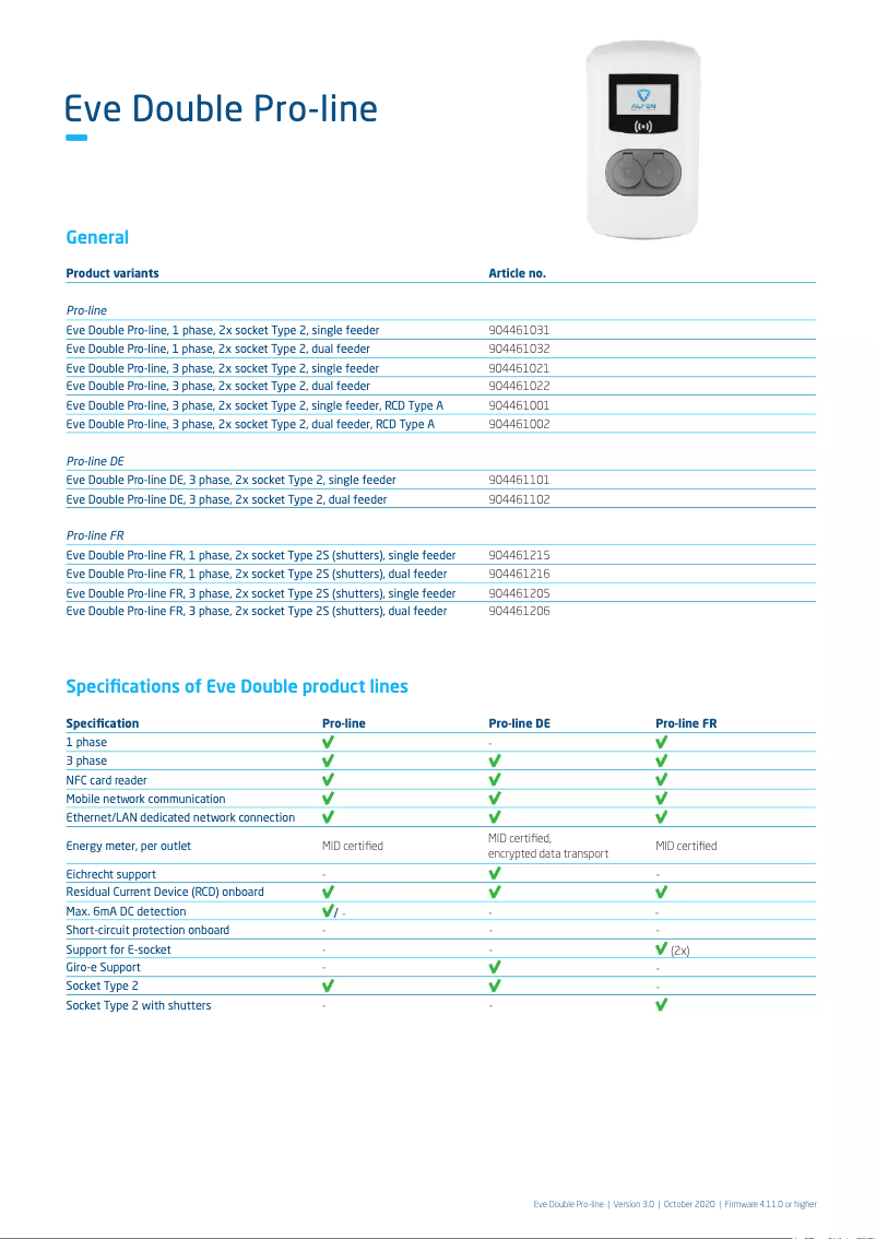 First page image of the manual for Eve Double Pro-line