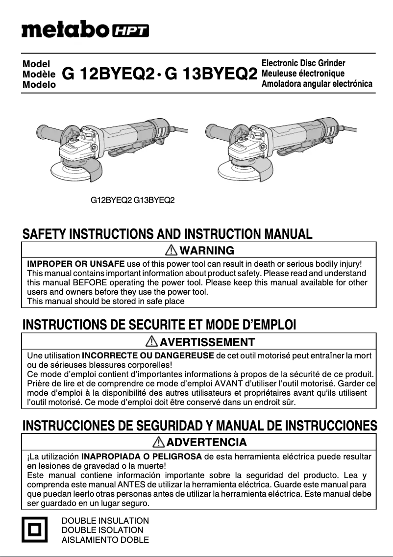 Page 1 of the manual User Manual HiKOKI G12BYEQ2