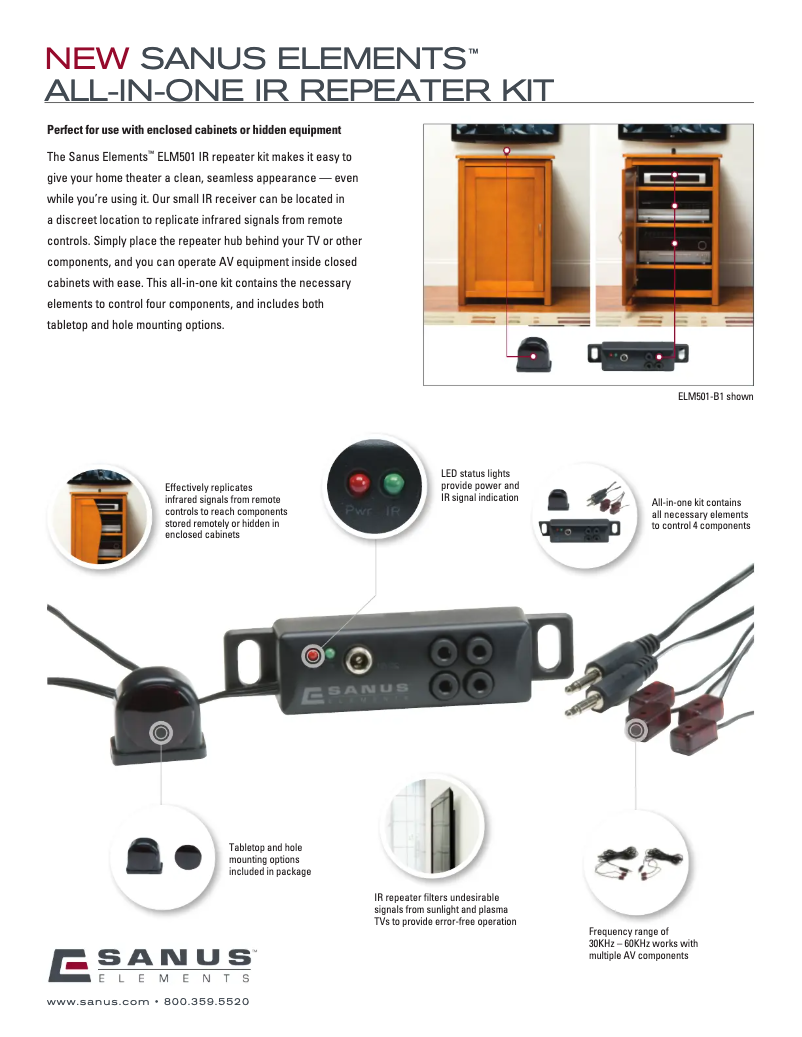 Page 1 of the manual Technical Sheet Sanus ELM501