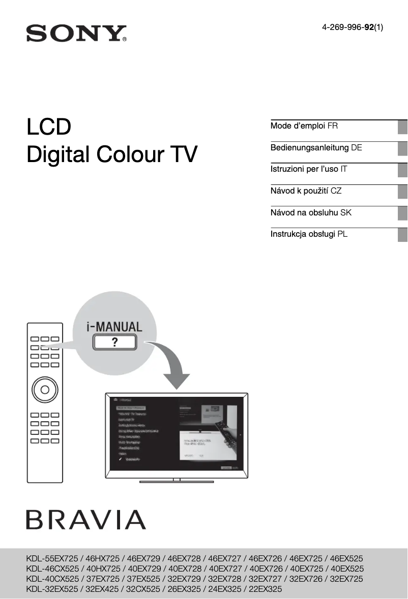 Page 1 of the manual User Manual Sony Bravia KDL-26EX325