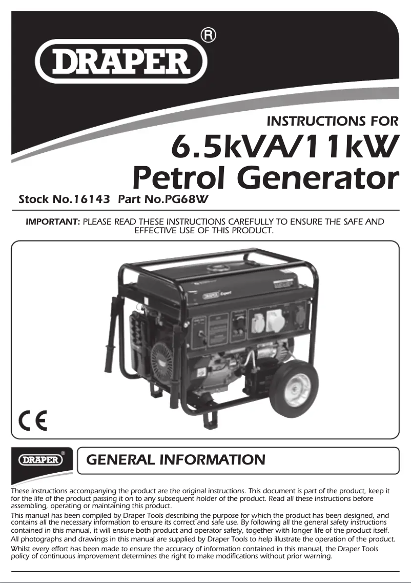 First page image of the manual for PG68W