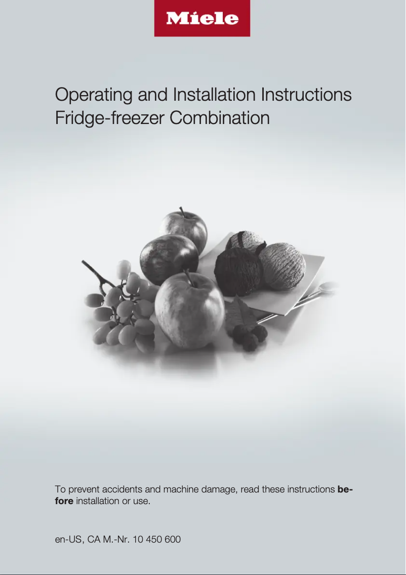 Page 1 of the manual Installation Guide Miele KFNF 9955 IDE