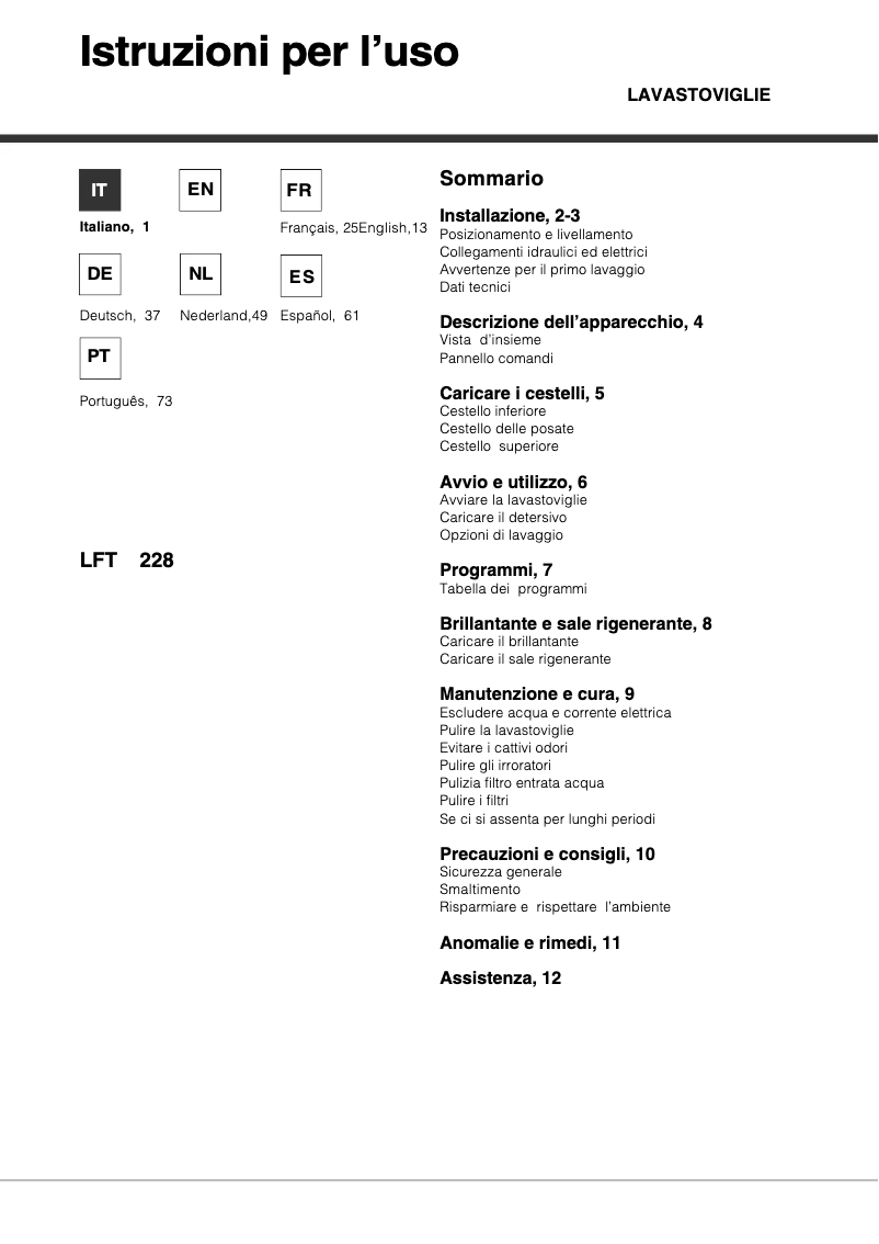First page image of the manual for LFT 228 A/HA