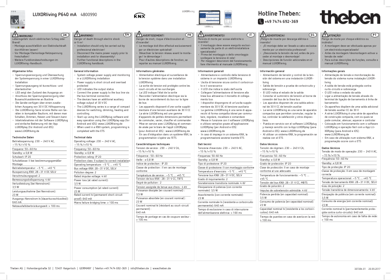 First page image of the manual for LUXORliving P640 mA