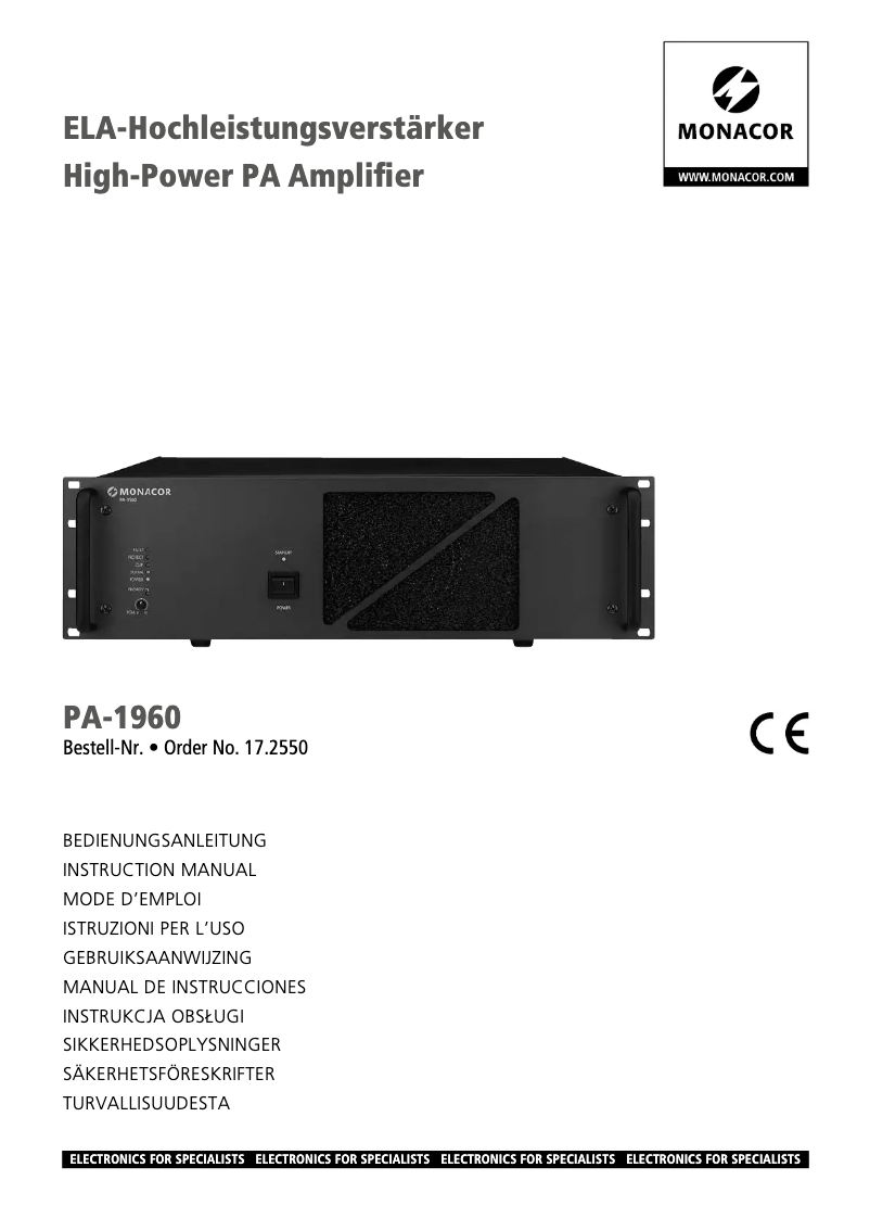 First page image of the manual for PA-1960