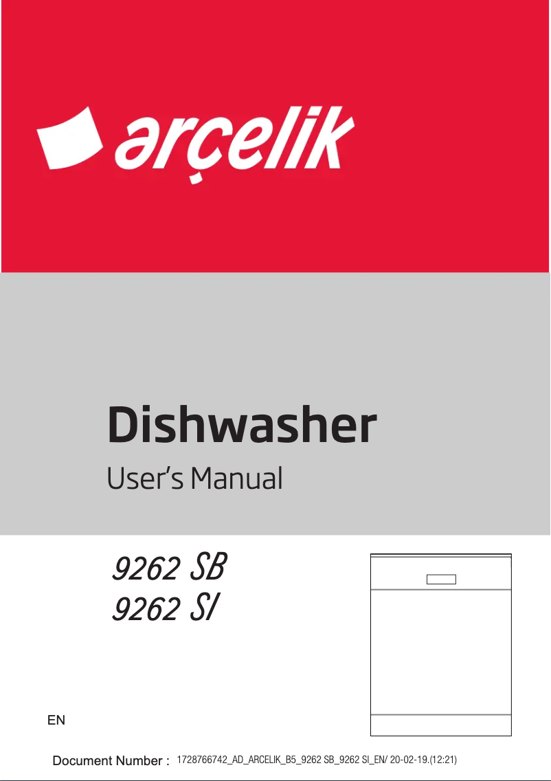 First page image of the manual for 9262 SB