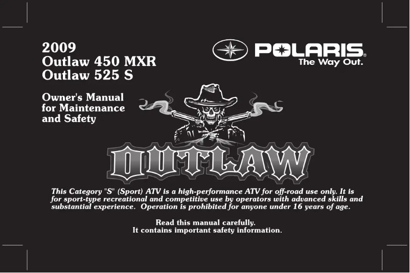 Page 1 of the manual User Manual Polaris Outlaw 525 S (2009)