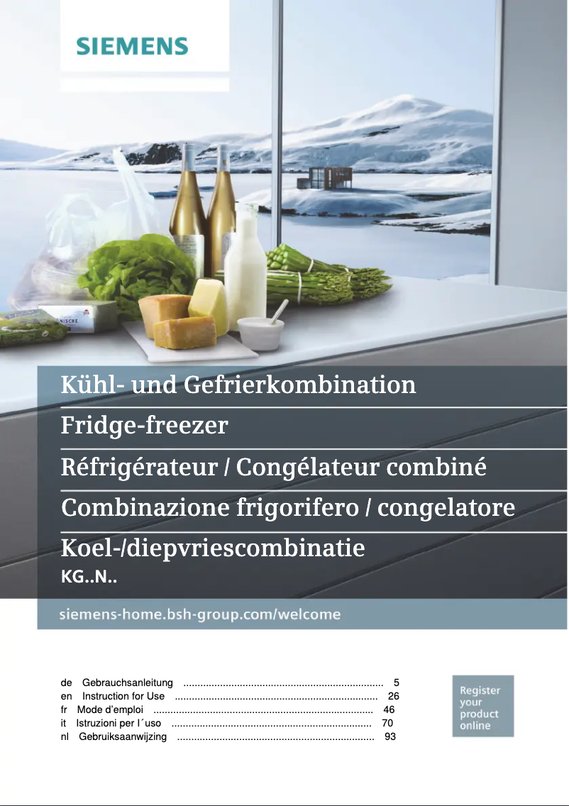 First page image of the manual for KG39N7XEB