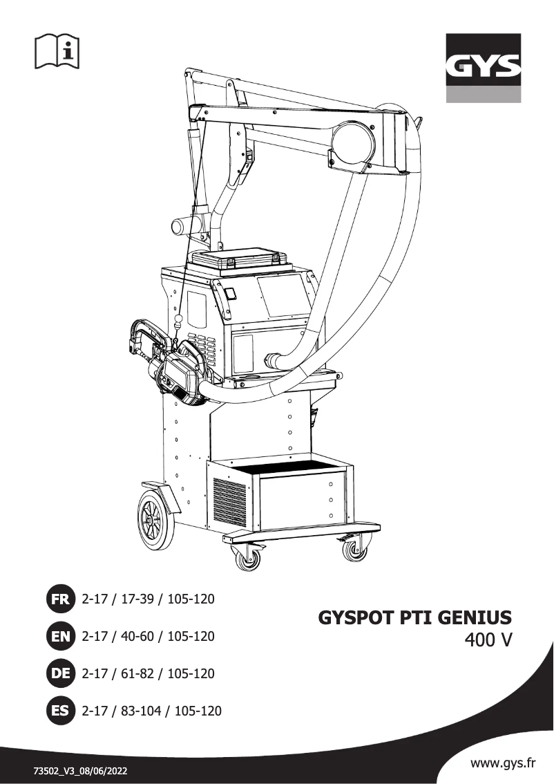 First page image of the manual for Gyspot PTI Genius 400V