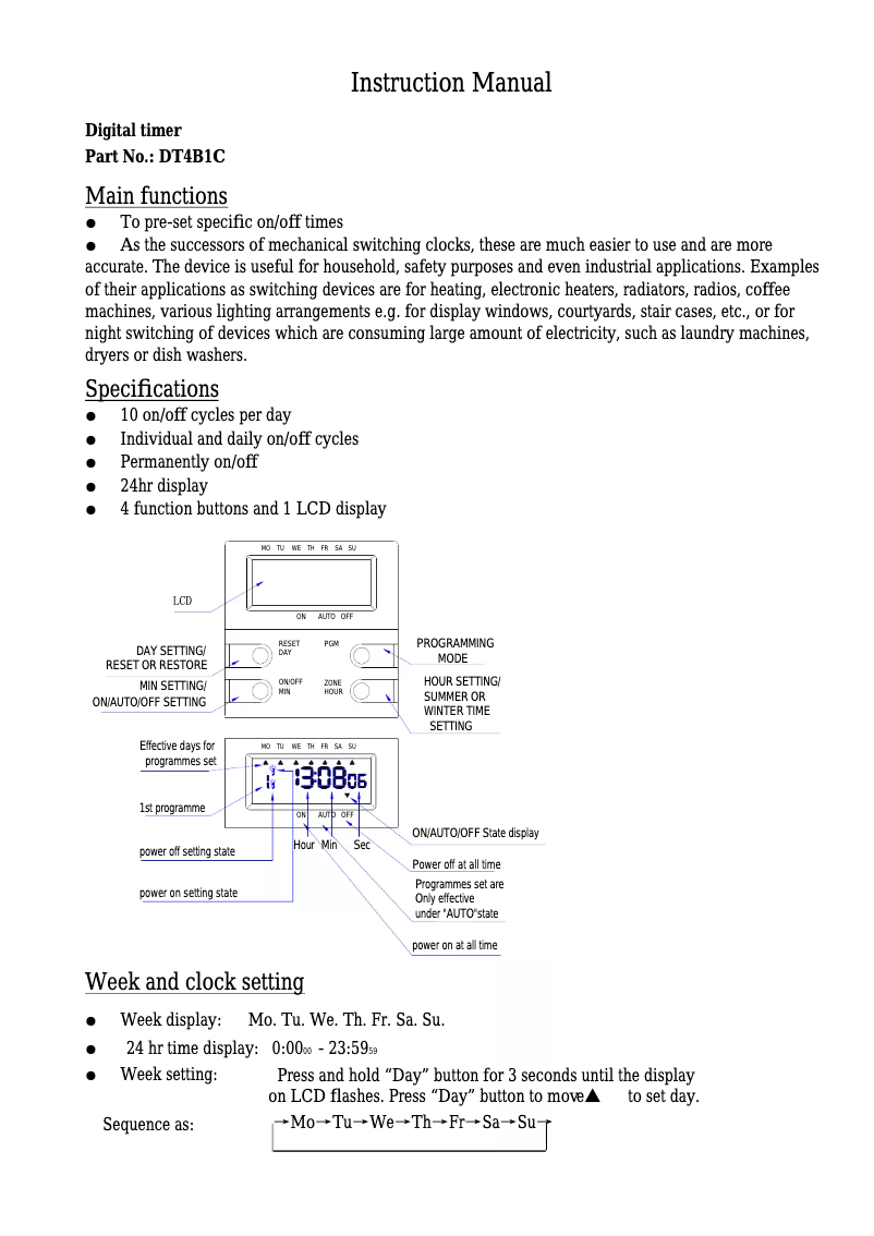 First page image of the manual for DT4B1C