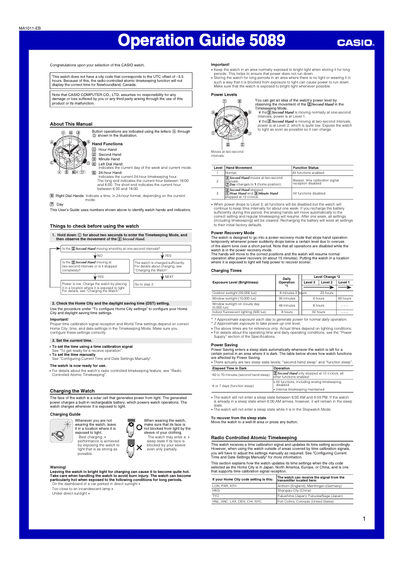 Page 1 of the manual User Manual Casio Edifice EQW-M710DB-1A1ER