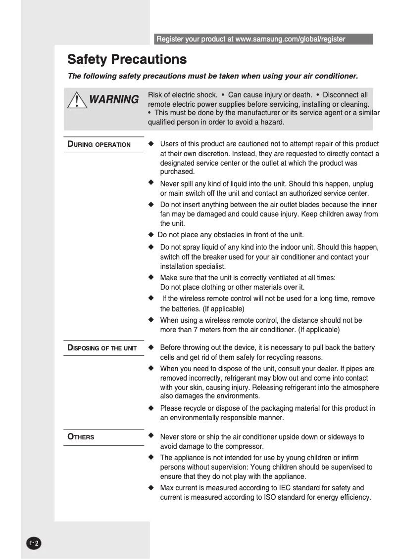 Page 1 of the manual User Manual Samsung AS25NAX