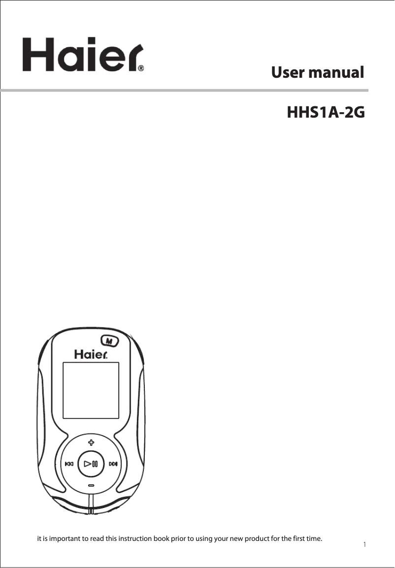 First page image of the manual for HHS1A-2G