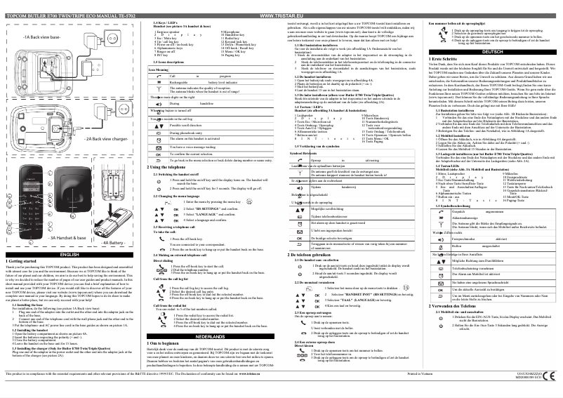 Page 1 of the manual User Manual Topcom Butler E700 TE-5702