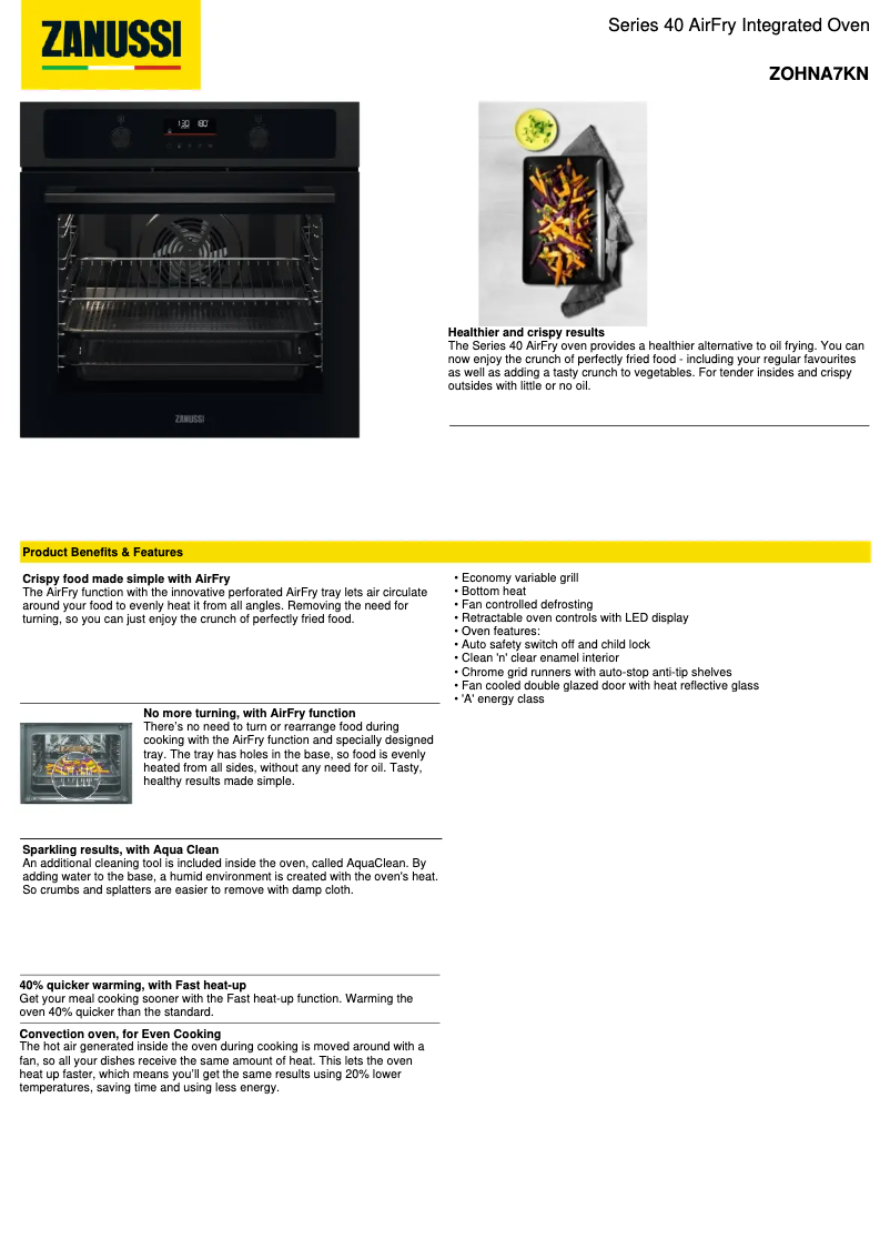 First page image of the manual for ZOHNA7KN