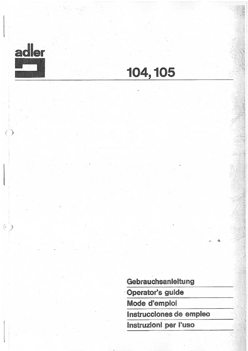 Page 1 of the manual User Manual Dürkopp Adler 105
