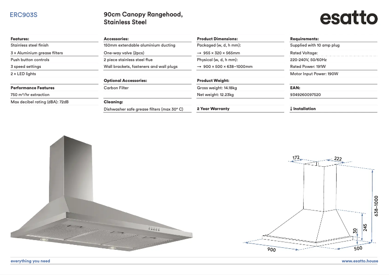 First page image of the manual for ERC903S