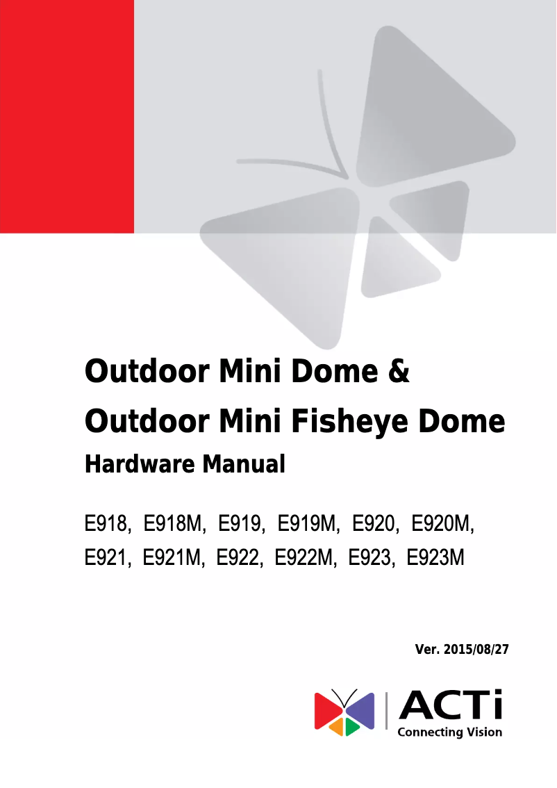 Page 1 of the manual User Manual ACTi E921