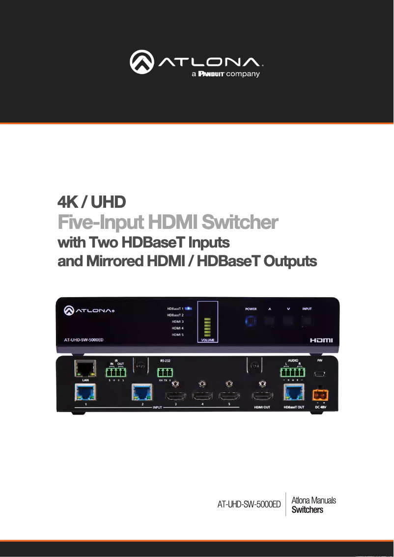First page image of the manual for AT-UHD-SW-5000ED