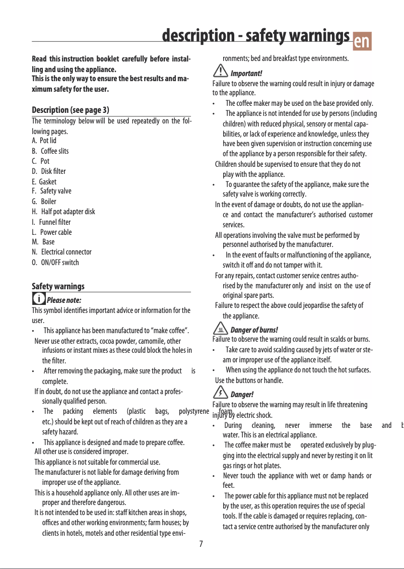 Page 1 of the manual User Manual DeLonghi Alicia EMKM 4