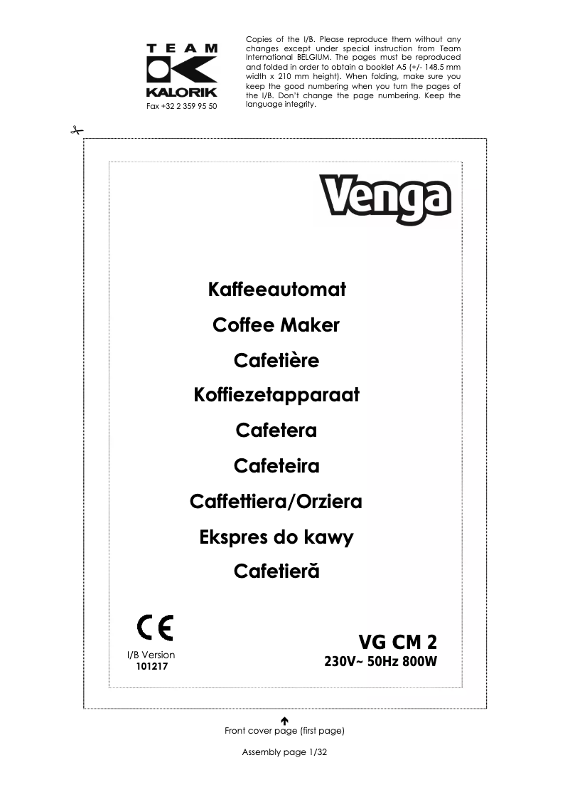 Page 1 of the manual User Manual Venga VG CM 2