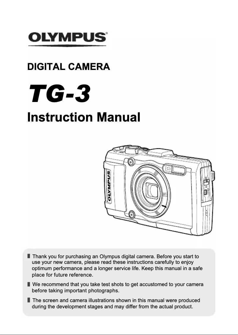 First page image of the manual for Tough TG-3